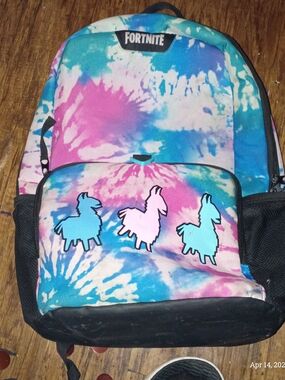 Kids Tie-Dye Fortnite Llama Backpack - Blue & Pink